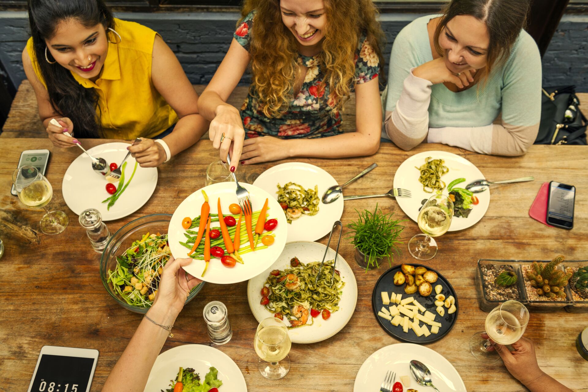 Woman having a dinner party
